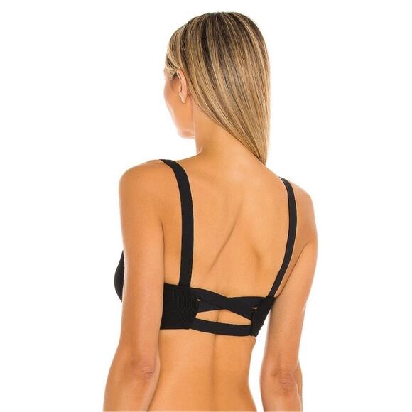 L*Space Vera Bikini Top in Black Ribbed Size Small NWT - Picture 2 of 6